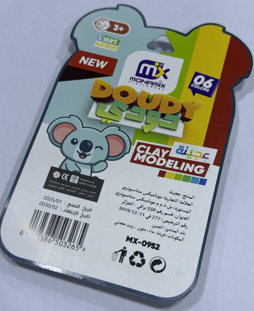 Pate a Modeler Monamix DOUDY 6 COLORS