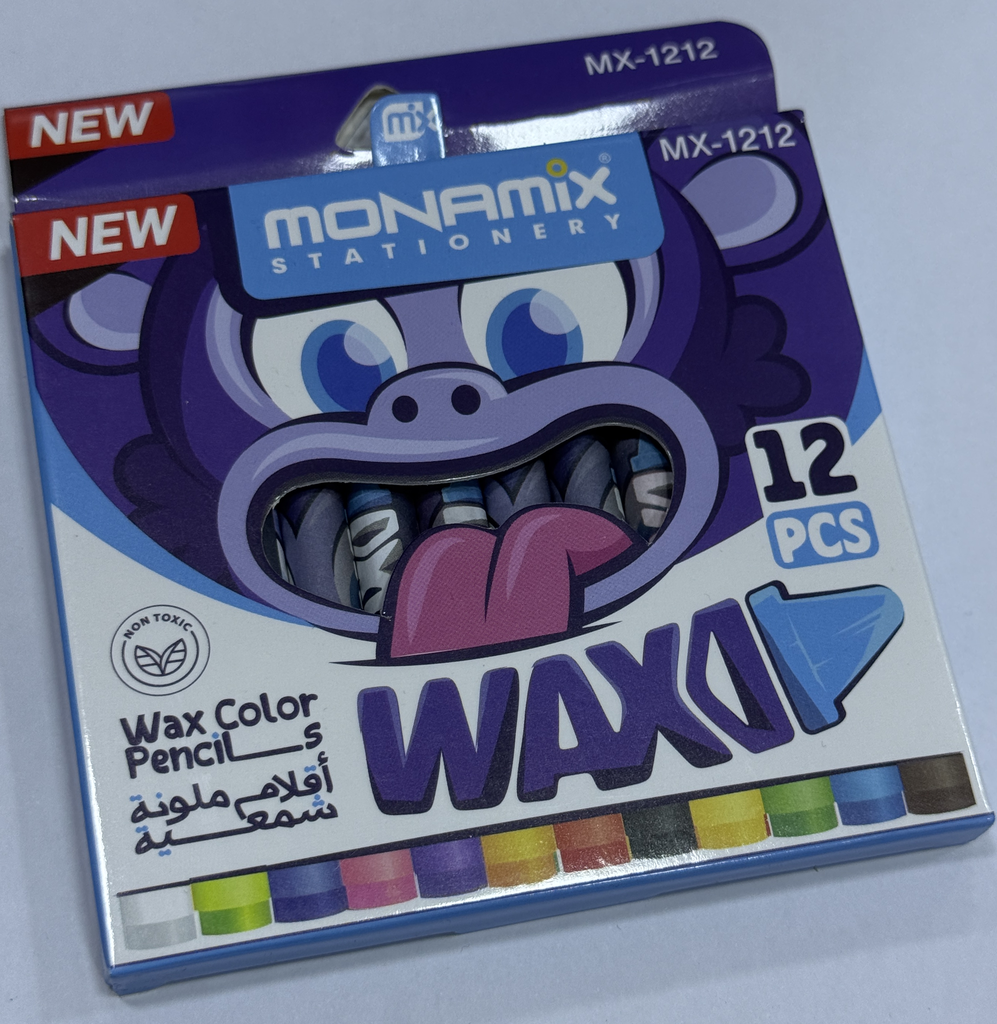 Crayon de couleurs a cire MONAMIX WAX 12 Pcs 